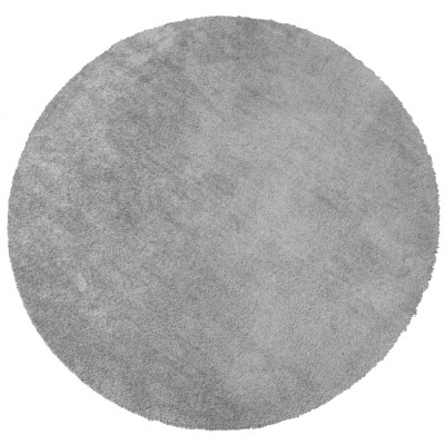 Tapete redondo cinzento claro com textura felpuda