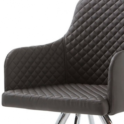 Cadeira de escritório couro sintético negro acolchoado e base cromada