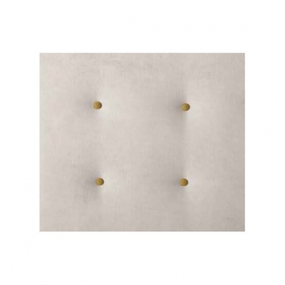 Cabeceira de cama beige com botões dourados
