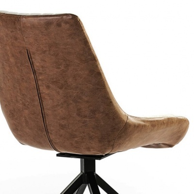 Cadeira de escritório em pele sintética castanha com base preta giratória