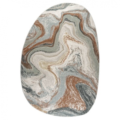 Tapete oval com padrão abstrato multicolor