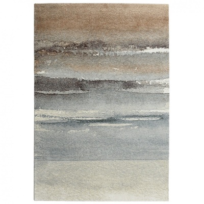 Tapete decorativo com padrão abstrato em tons de castanho, cinza, azul e bege