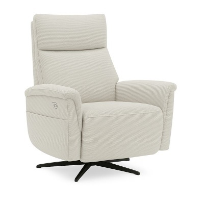 Poltrona reclinável bege claro com base giratória preta