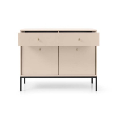 aparador moderno bege com gavetas e armários