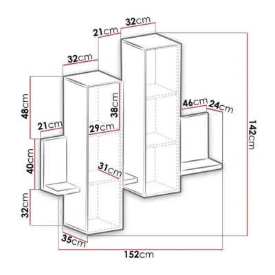 Desenho técnico de móvel com dimensões em cm