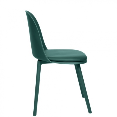 Cadeira verde escura de plástico com design moderno