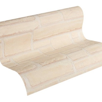 Rolo de papel de parede padrão tijolos claros em bege e creme