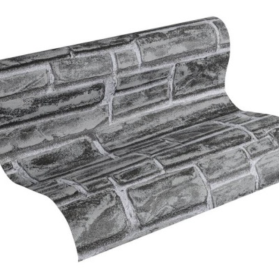 Rolo de papel de parede padrão pedra cinza