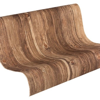 Rolo de papel de parede padrão madeira castanho