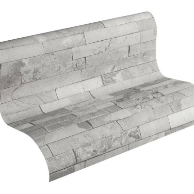 Rolo de papel de parede com padrão de tijolos cinzentos