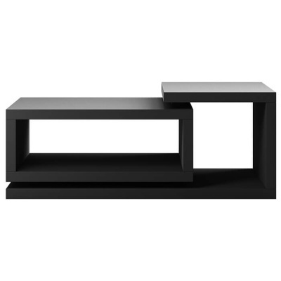 Mesa de centro em madeira preta com design moderno em níveis diferentes