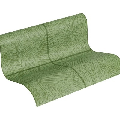 Rolo de papel de parede verde com padrão de folhas