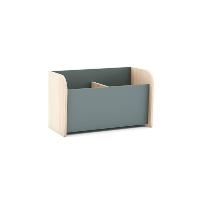 Organizador de secretária em madeira com painel frontal cinzento