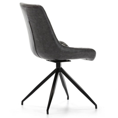 Cadeira de escritório cinza escuro com base de metal preta