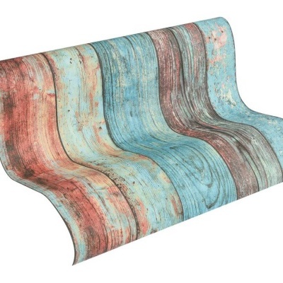 Papel de parede com padrão de tábuas de madeira envelhecida colorida