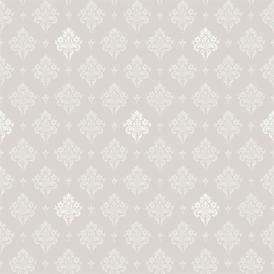 Papel de parede com padrão barroco branco em fundo bege