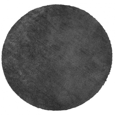 Tapete redondo cinzento escuro de pelo alto