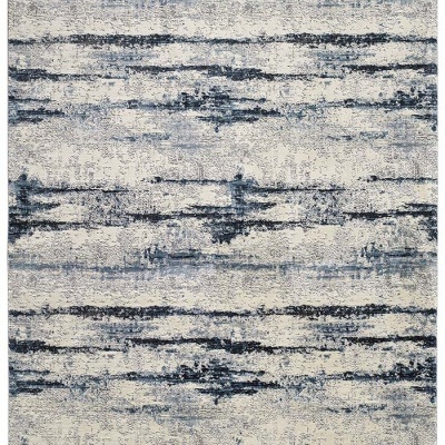 Tapete retangular com padrão abstrato em tons de azul e cinza