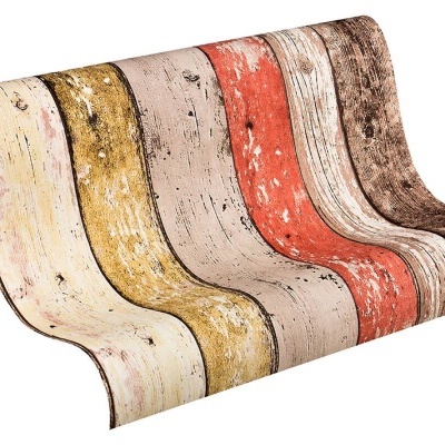 Rolos de tecido ou papel decorativo com padrão de madeira envelhecida colorida