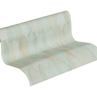 Rolo de papel de parede com padrão abstrato em tons suaves e textura curva