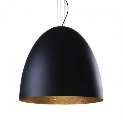 Candeeiro de teto pendente preto com interior dourado