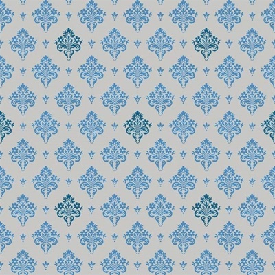 Papel de parede com padrão floral azul em fundo branco