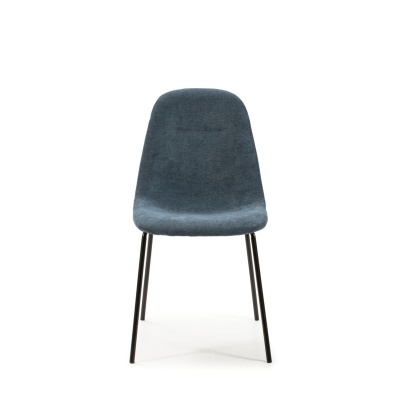 Cadeira moderna cinzento azulado com pernas metálicas pretas