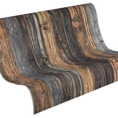 Rolo de papel de parede padrão madeira envelhecida