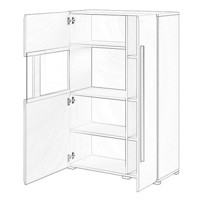 Armário branco com portas e prateleiras internas