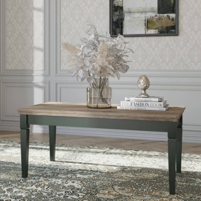 Mesa de centro em madeira com vaso decorativo e livros