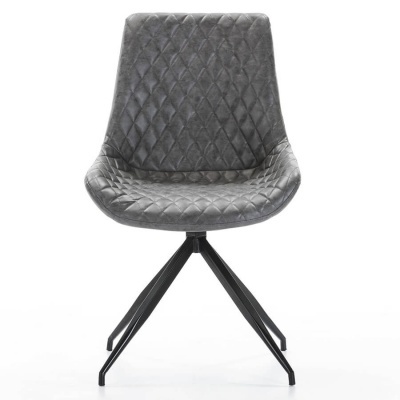 Cadeira cinza acolchoada com base metálica preta