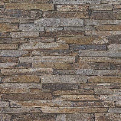 Parede de pedra com pedras retangulares castanhas e cinzentas