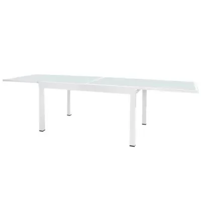 Mesa de jantar extensível branca com tampo liso