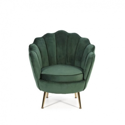 Poltrona verde em veludo com pernas douradas