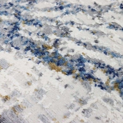 Tapete com padrão abstrato em tons de azul, branco, cinza e bege