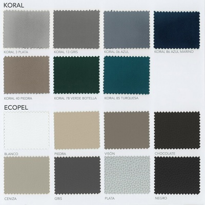 Cartela de amostras de tecido com várias cores e nomes impressos