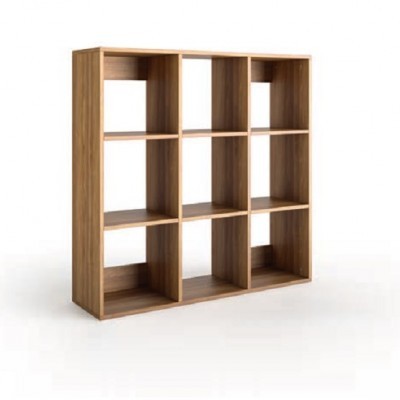 Estante modular de madeira com nove compartimentos