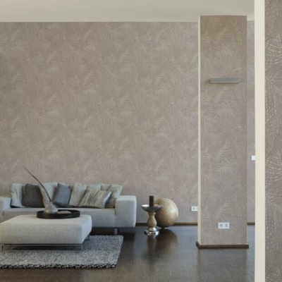 Sala de estar moderna com sofá e mesa de centro cinzentos