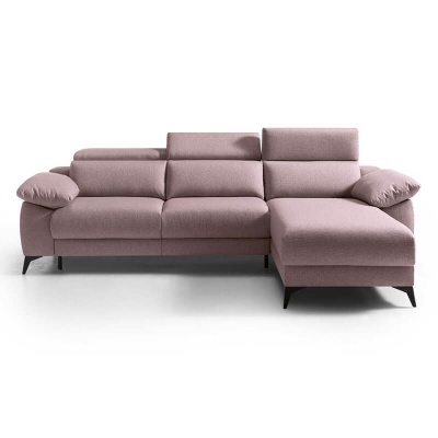 Sofá chaise longue rosa claro em fundo branco