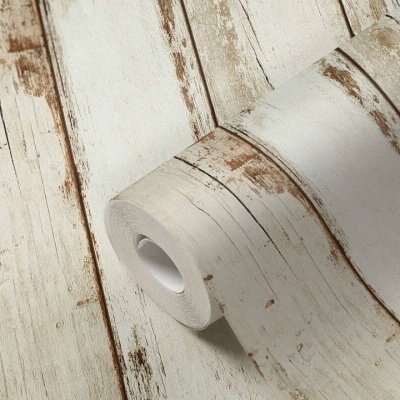 Rolo de papel com padrão de tábuas de madeira envelhecida