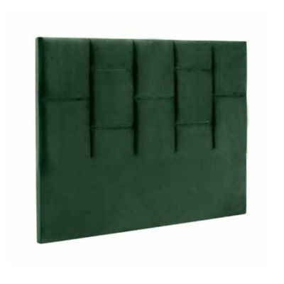 Cabeceira de cama verde escuro acolchoada em tecido