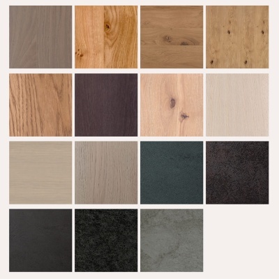 Amostras quadradas de madeira e texturas sólidas para superfícies