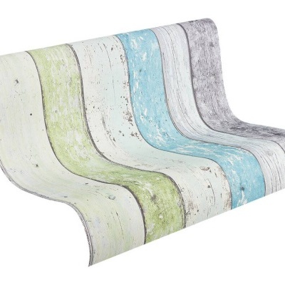 Rolo de papel de parede padrão madeira envelhecida em várias cores