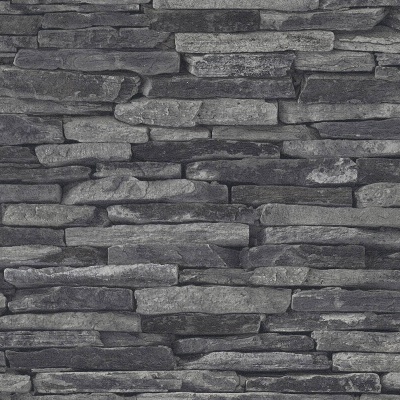 Parede de pedras cinzentas empilhadas horizontalmente