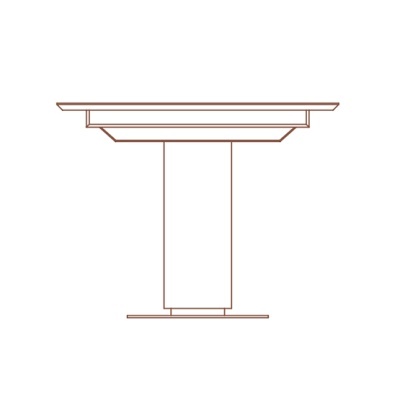 Desenho minimalista de mesa com tampo retangular e base central