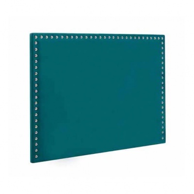 Cabeceira de cama azul petróleo com rebites prateados