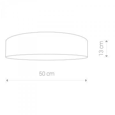 Ilustração técnica de candeeiro de teto circular com dimensões