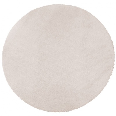 Tapete redondo bege claro de pelo alto e textura macia