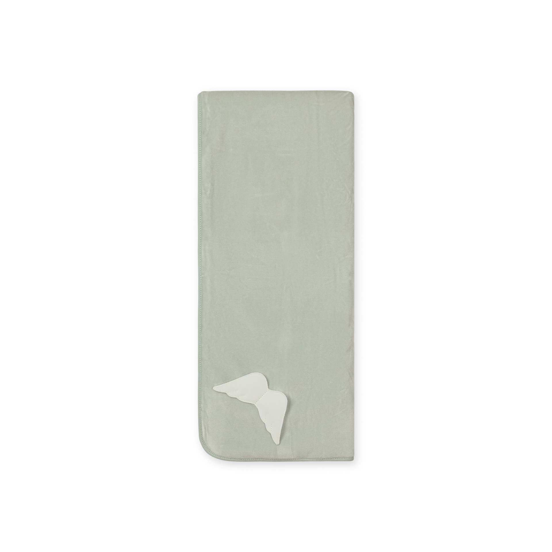 Manta Laminada verde menta da Baby Gi – Coleção Angel Manta verde claro com aplicação de asa branca