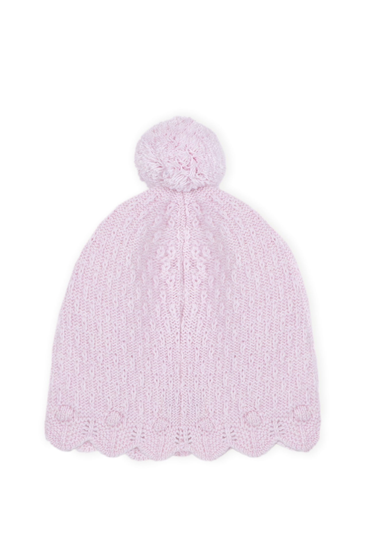 Gorro de Malha com Caxemira Rosa-Bebé Dr. Kid | Classic Girl Gorro de malha rosa claro com pompom